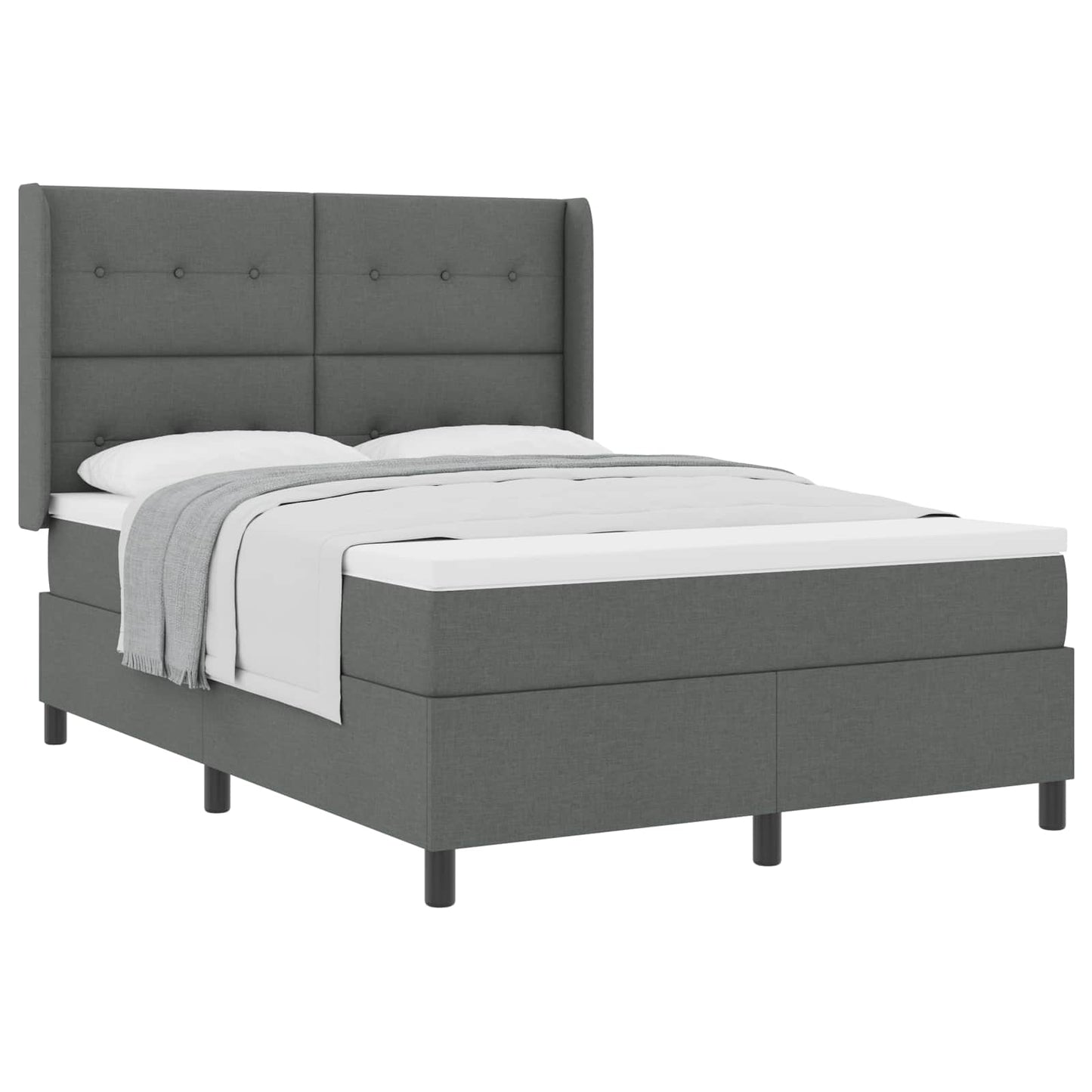 Boxspringbed met matras Donkergrijs 200 x 140 cm Stof is nu te koop bij PeponiXL, paradijselijk wonen!