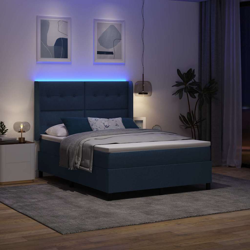 Boxspringbed met matras met hoofdeinde Blauw 200 x 140 cm Stof is nu te koop bij PeponiXL, paradijselijk wonen!