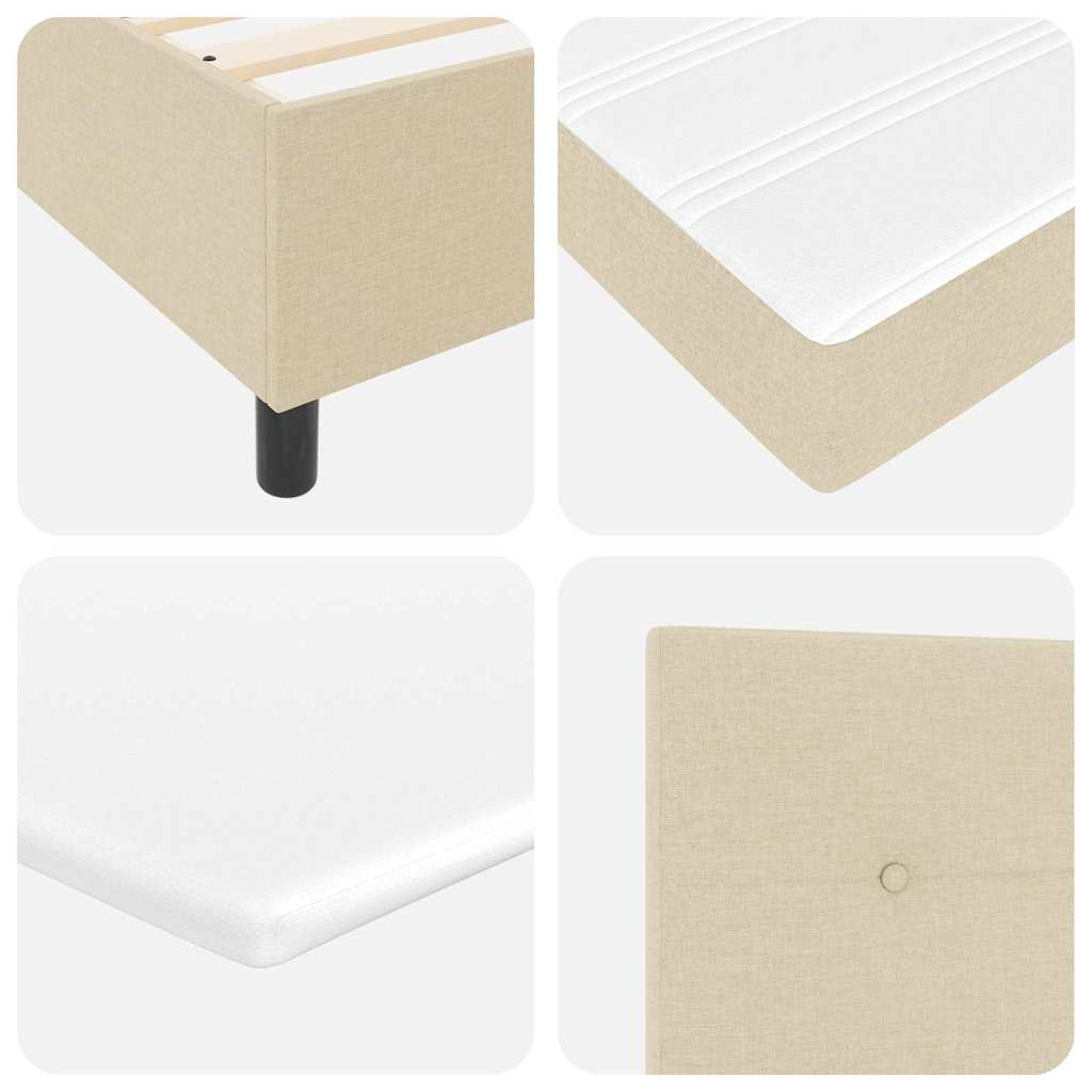 Boxspringbed met matras met hoofdeinde Crème 200 x 160 cm Stof is nu te koop bij PeponiXL, paradijselijk wonen!