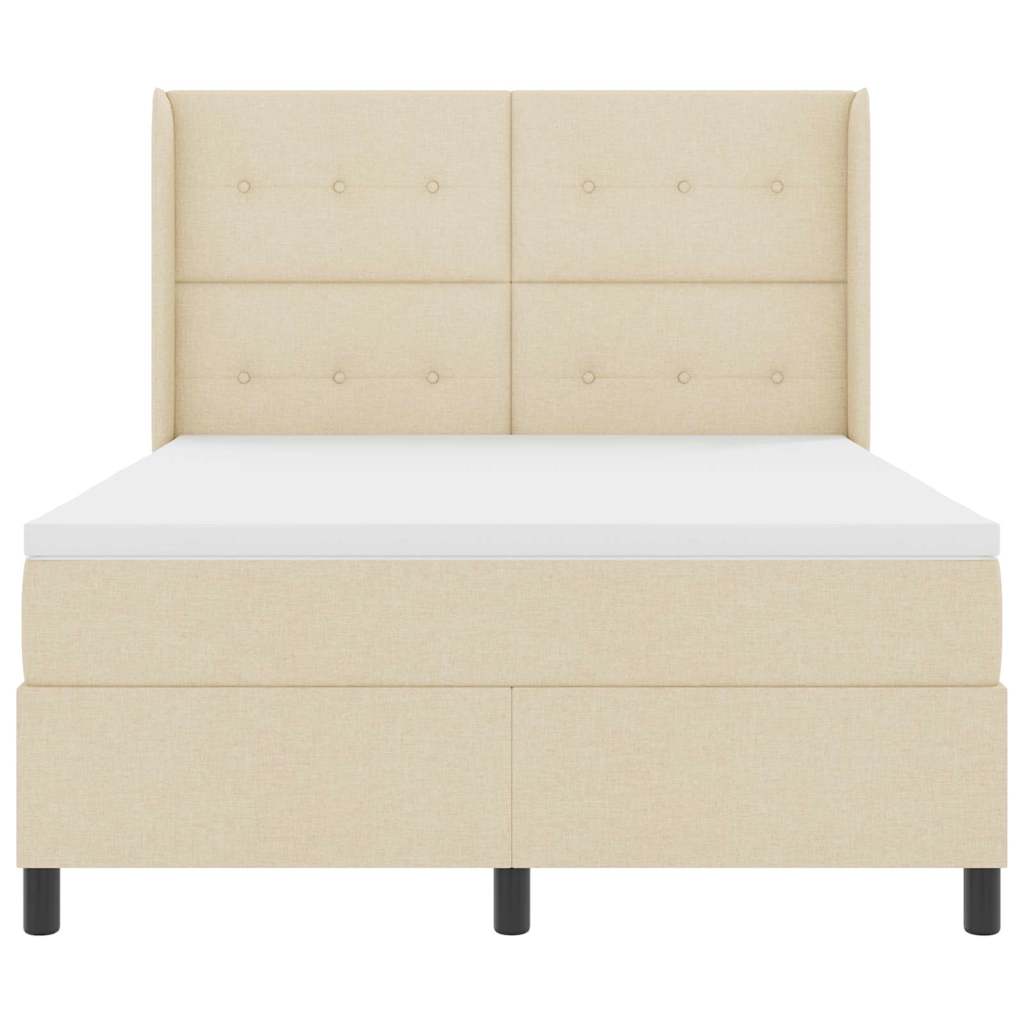 Boxspringbed met matras met hoofdeinde Crème 200 x 160 cm Stof is nu te koop bij PeponiXL, paradijselijk wonen!