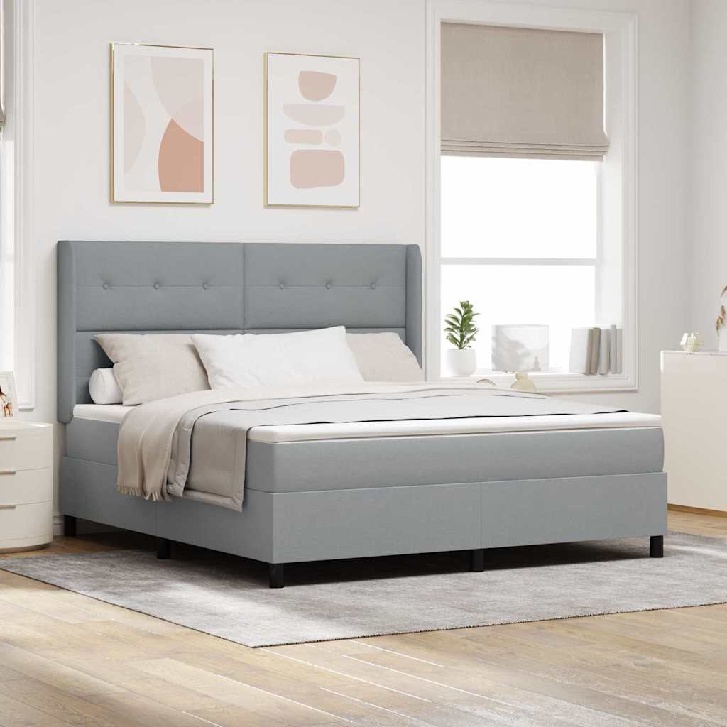 Boxspringbed met matras Lichtgrijs 200 x 180 cm Stof is nu te koop bij PeponiXL, paradijselijk wonen!