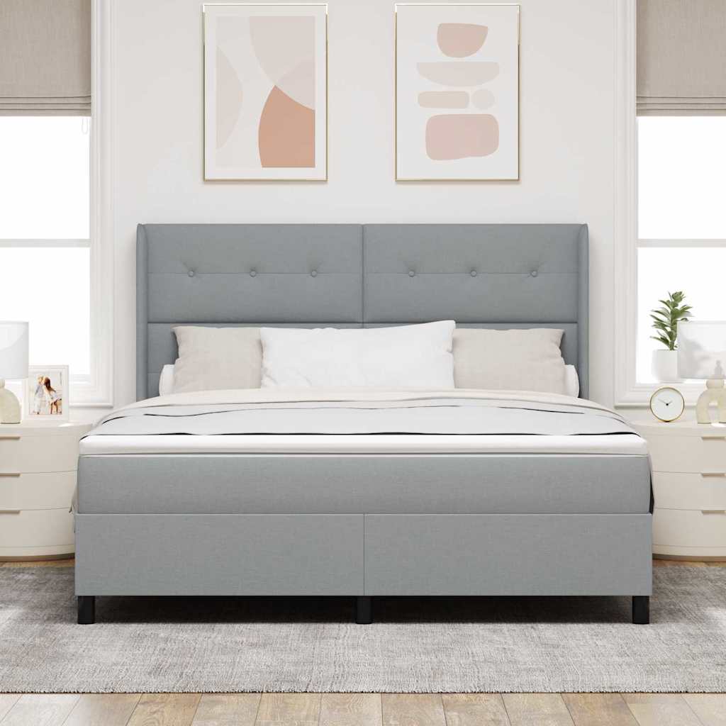 Boxspringbed met matras Lichtgrijs 200 x 180 cm Stof is nu te koop bij PeponiXL, paradijselijk wonen!