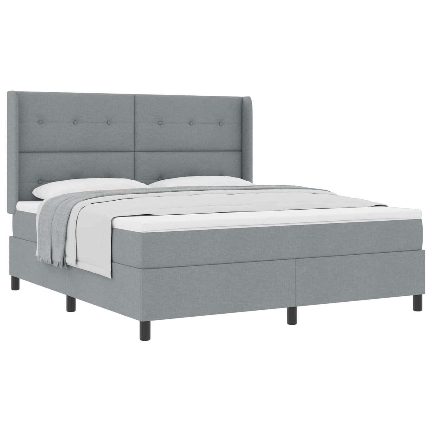 Boxspringbed met matras Lichtgrijs 200 x 180 cm Stof is nu te koop bij PeponiXL, paradijselijk wonen!