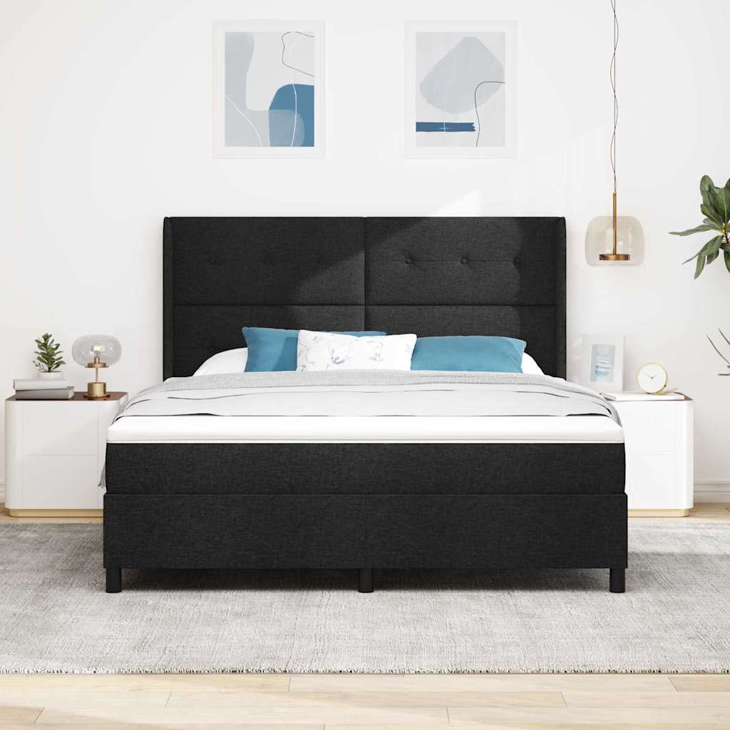 Boxspringbed met matras met hoofdeinde Zwart 200 x 180 cm Stof is nu te koop bij PeponiXL, paradijselijk wonen!
