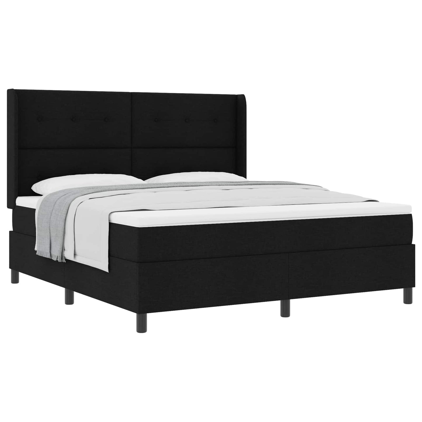 Boxspringbed met matras met hoofdeinde Zwart 200 x 180 cm Stof is nu te koop bij PeponiXL, paradijselijk wonen!