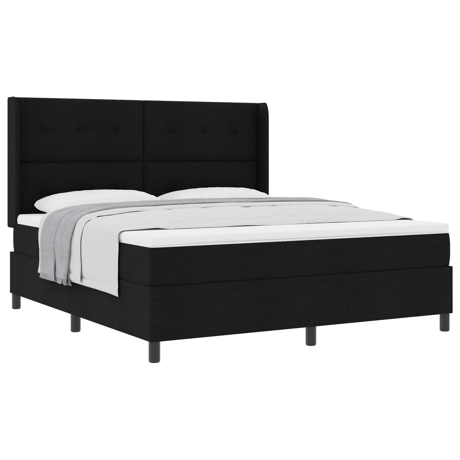 Boxspringbed met matras met hoofdeinde Zwart 200 x 180 cm Stof is nu te koop bij PeponiXL, paradijselijk wonen!