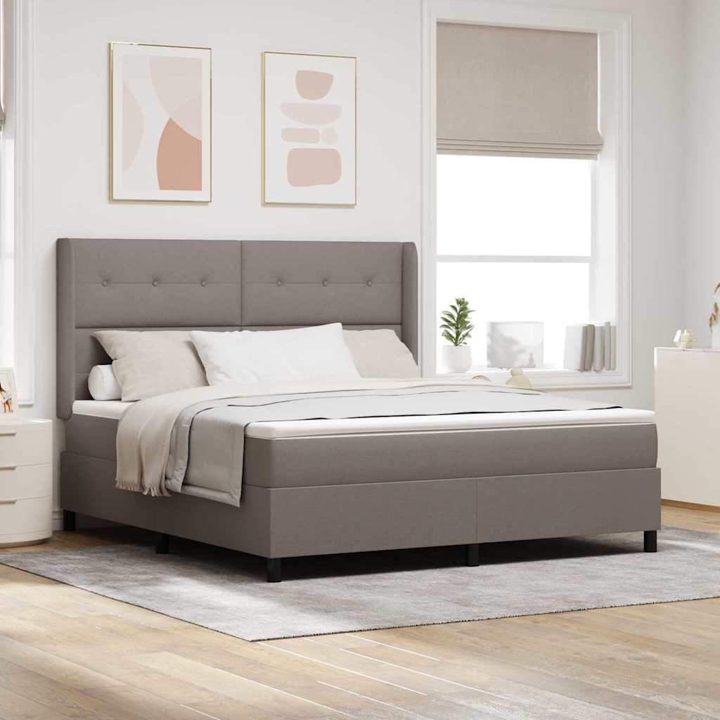 Boxspringbed met matras met hoofdeinde Taupe 200 x 180 cm Stof is nu te koop bij PeponiXL, paradijselijk wonen!