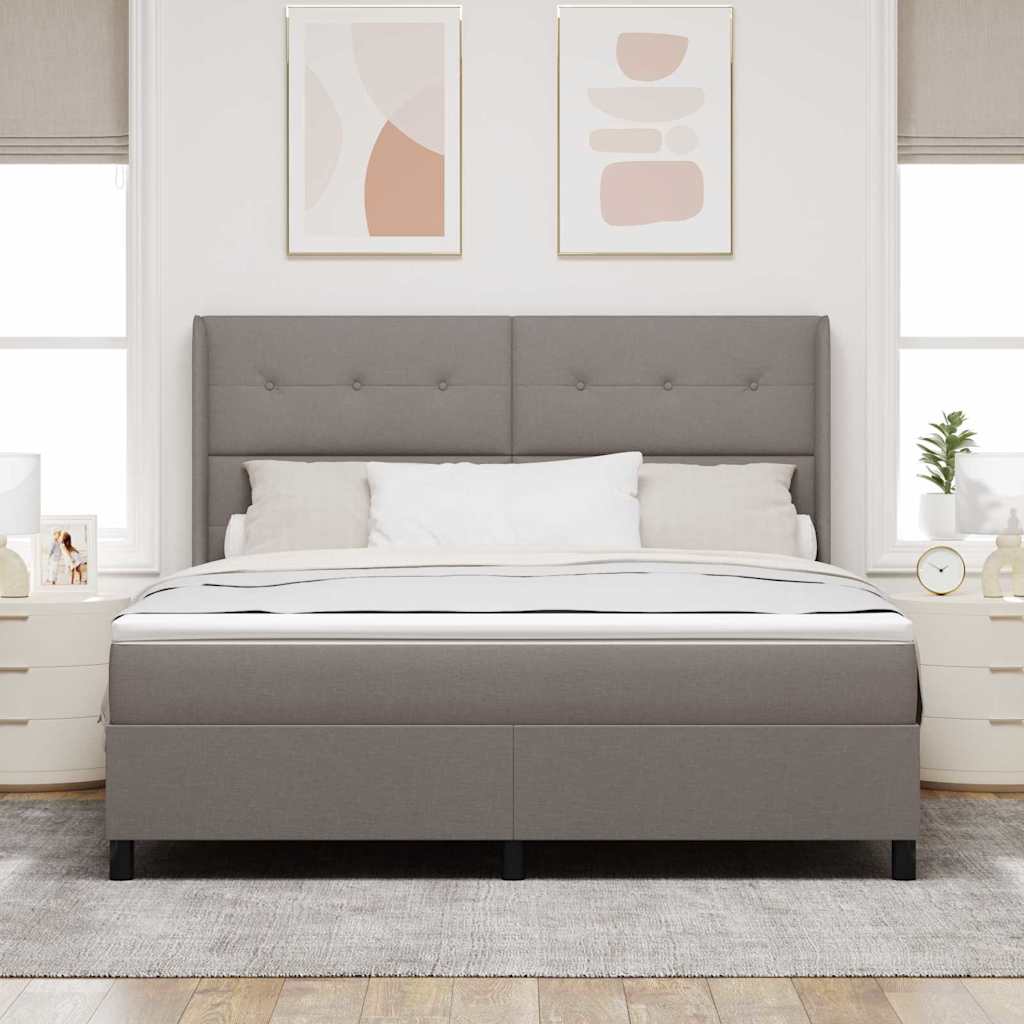Boxspringbed met matras met hoofdeinde Taupe 200 x 180 cm Stof is nu te koop bij PeponiXL, paradijselijk wonen!