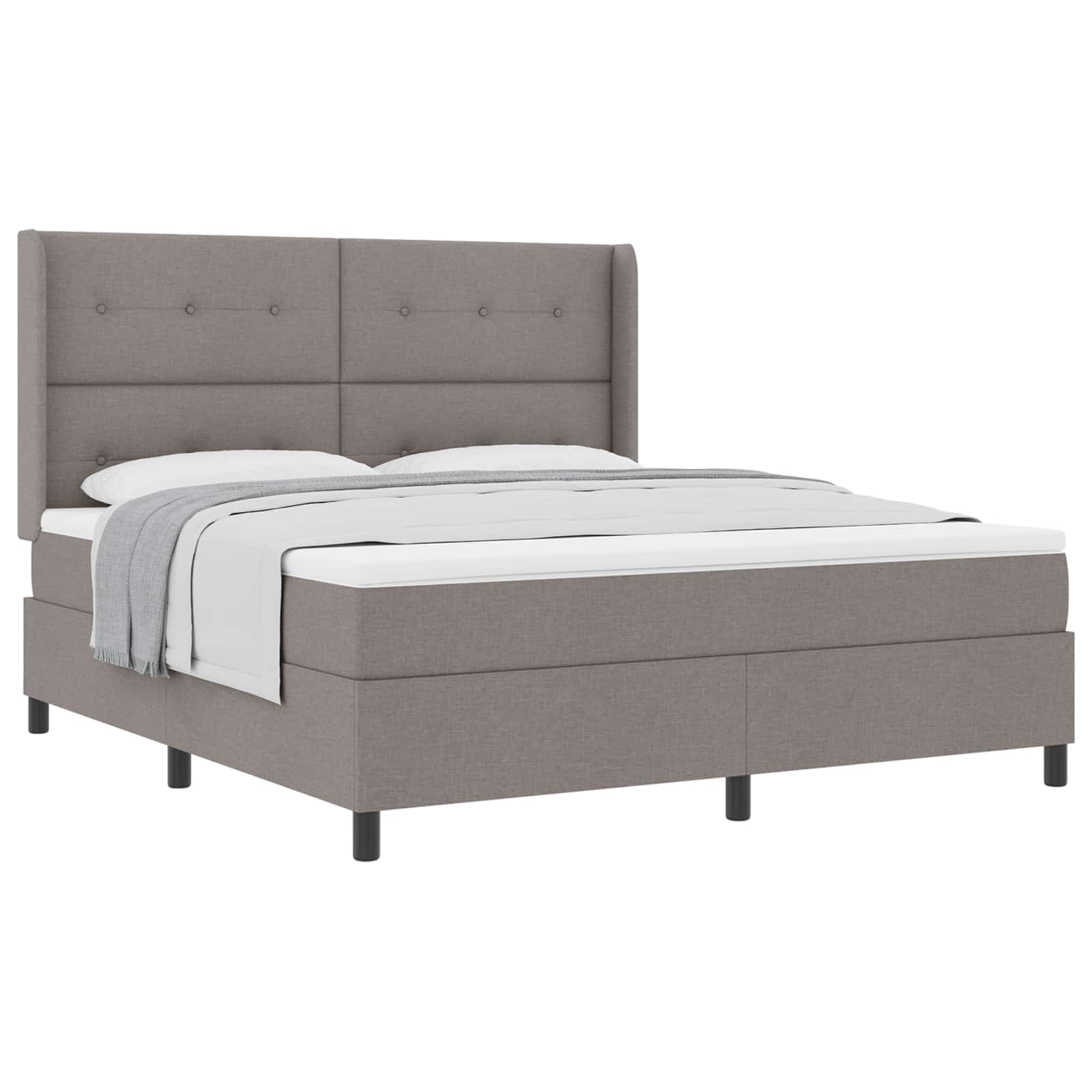 Boxspringbed met matras met hoofdeinde Taupe 200 x 180 cm Stof is nu te koop bij PeponiXL, paradijselijk wonen!