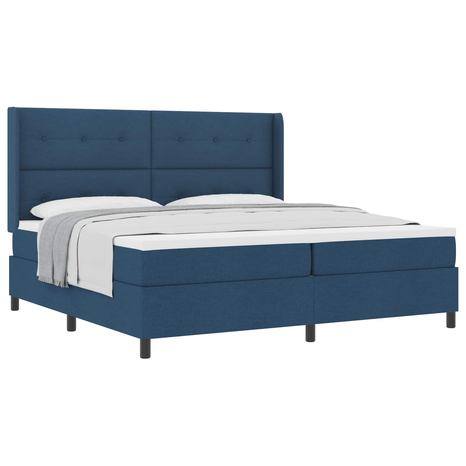 Boxspringbed met matras met hoofdeinde Blauw 200 x 200 cm Stof is nu te koop bij PeponiXL, paradijselijk wonen!
