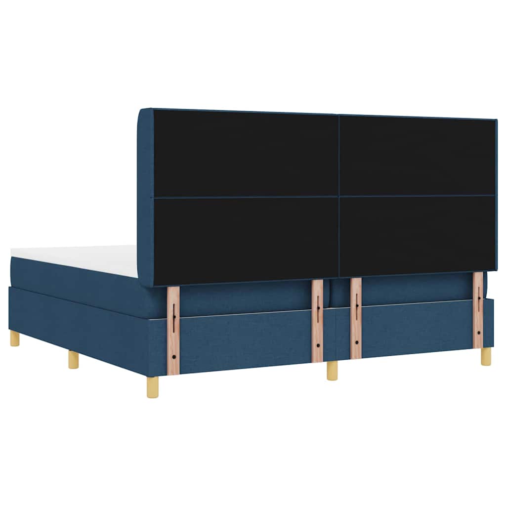 Boxspringbed met matras met hoofdeinde Blauw 200 x 200 cm Stof is nu te koop bij PeponiXL, paradijselijk wonen!