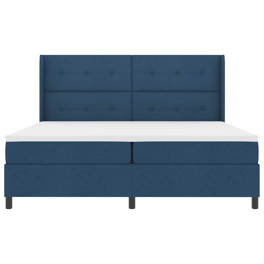 Boxspringbed met matras met hoofdeinde Blauw 200 x 200 cm Stof is nu te koop bij PeponiXL, paradijselijk wonen!