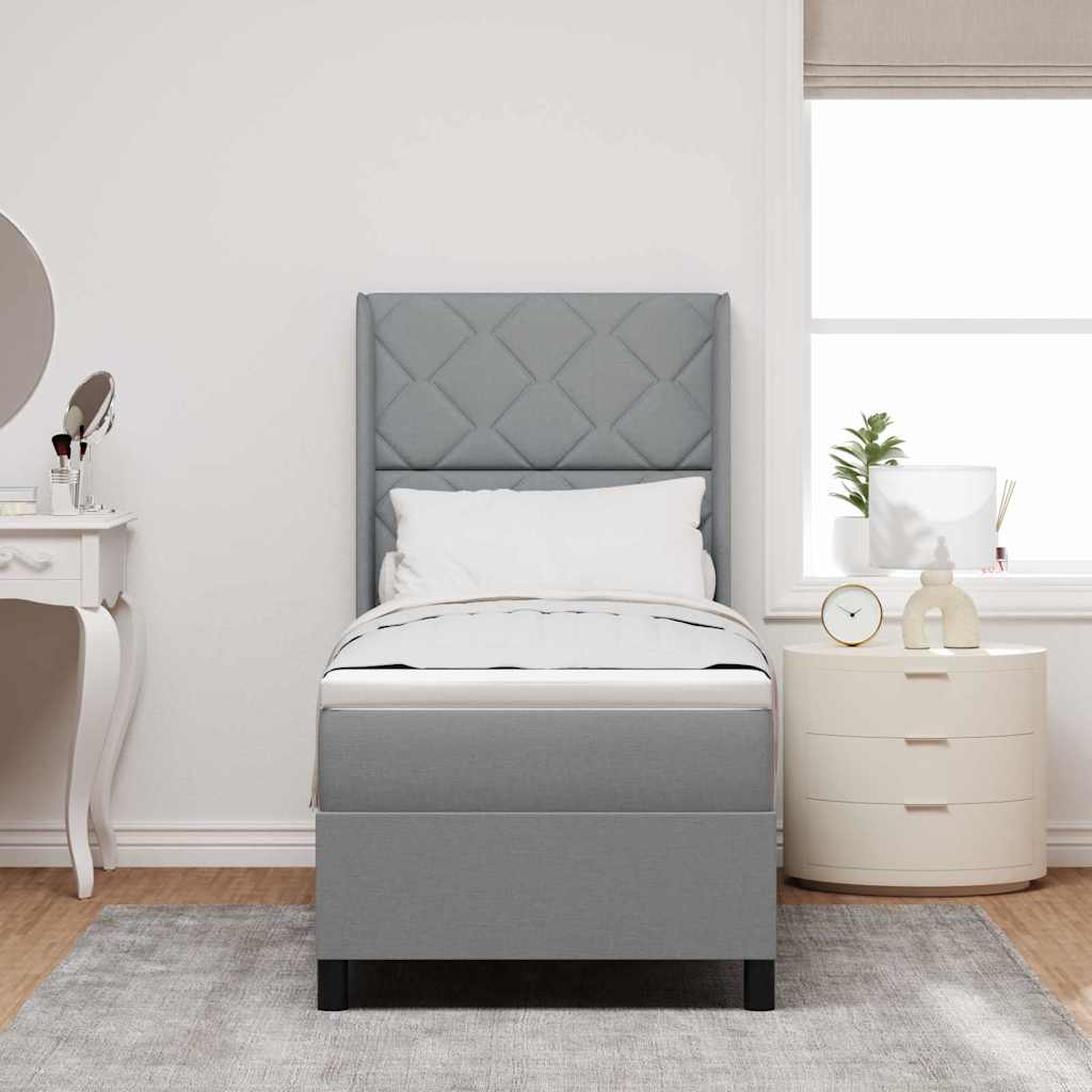 Boxspringbed met matras Lichtgrijs 200 x 80 cm Stof is nu te koop bij PeponiXL, paradijselijk wonen!