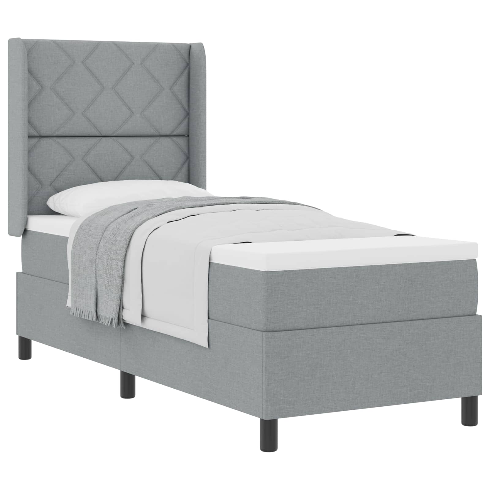 Boxspringbed met matras Lichtgrijs 200 x 80 cm Stof is nu te koop bij PeponiXL, paradijselijk wonen!