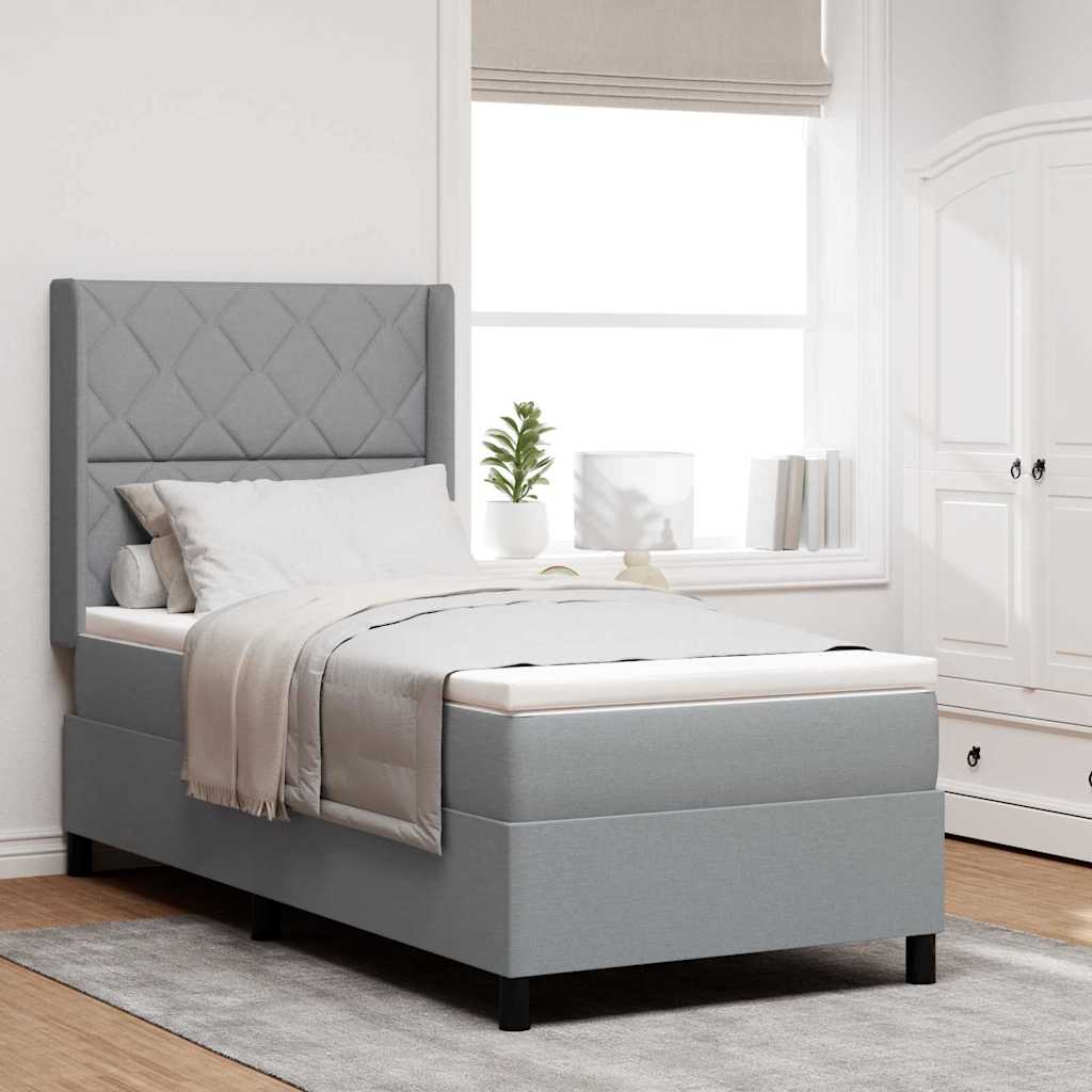 Boxspringbed met matras Lichtgrijs 200 x 100 cm Stof is nu te koop bij PeponiXL, paradijselijk wonen!
