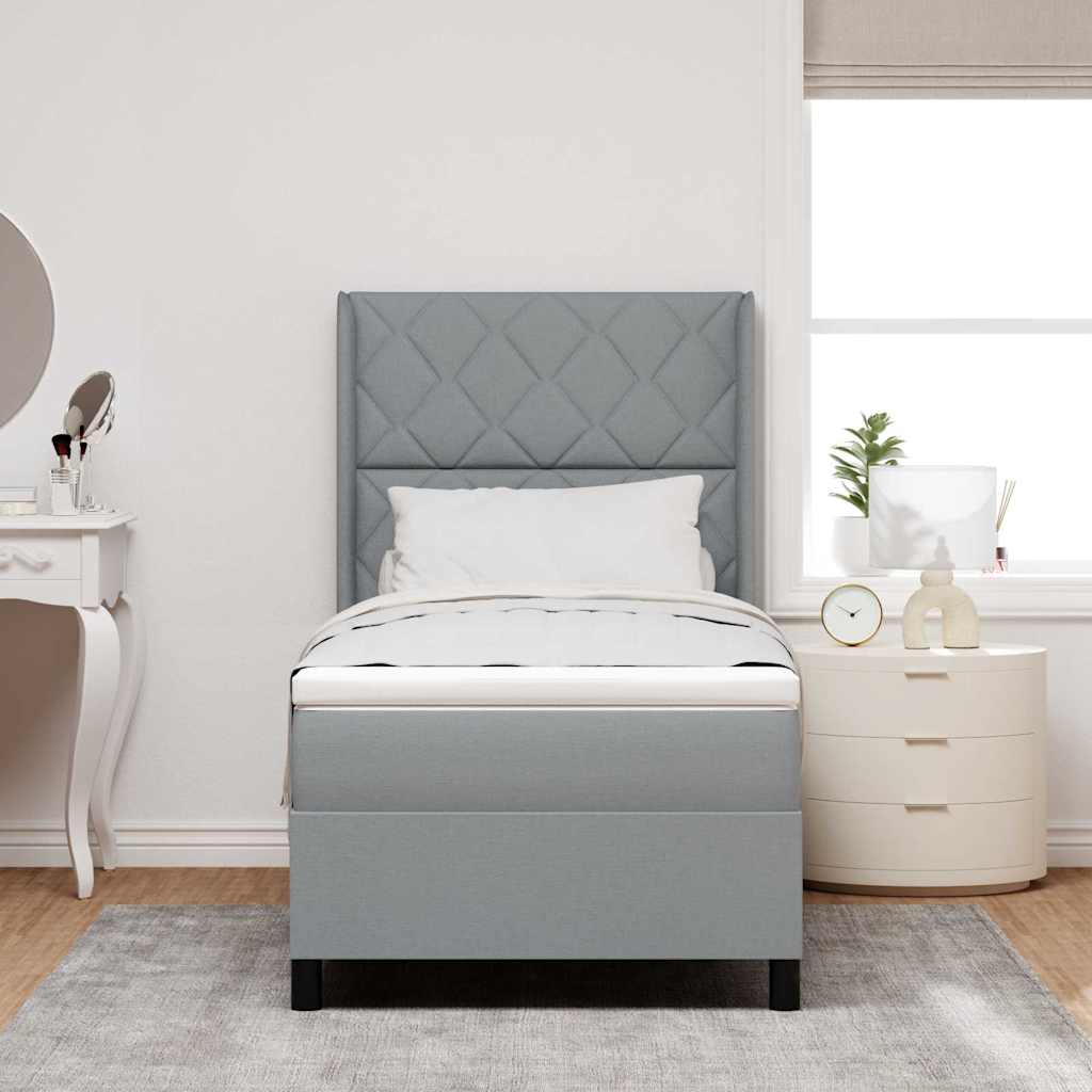 Boxspringbed met matras Lichtgrijs 200 x 100 cm Stof is nu te koop bij PeponiXL, paradijselijk wonen!