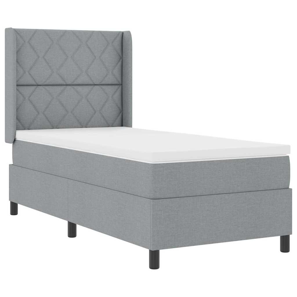 Boxspringbed met matras Lichtgrijs 200 x 100 cm Stof is nu te koop bij PeponiXL, paradijselijk wonen!