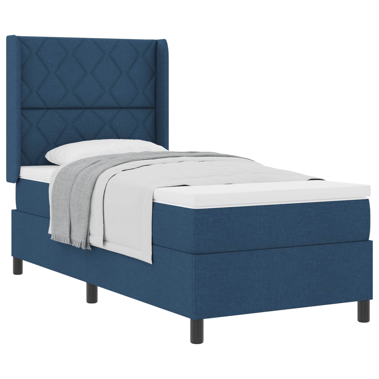 Boxspringbed met matras met hoofdeinde Blauw 200 x 100 cm Stof is nu te koop bij PeponiXL, paradijselijk wonen!