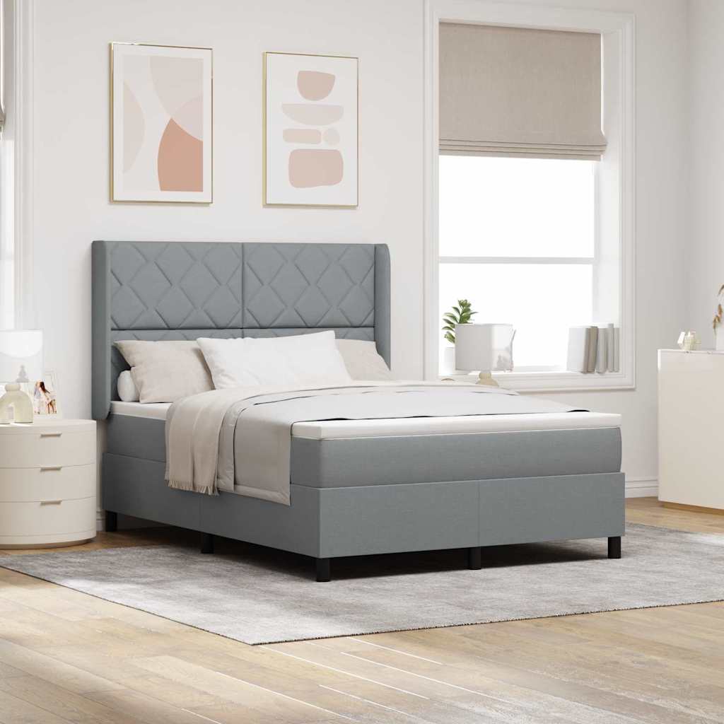 Boxspringbed met matras Lichtgrijs 200 x 160 cm Stof is nu te koop bij PeponiXL, paradijselijk wonen!