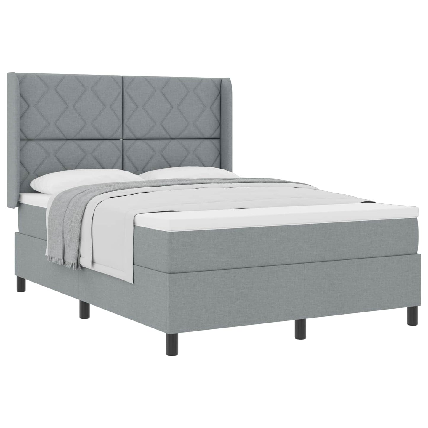 Boxspringbed met matras Lichtgrijs 200 x 160 cm Stof is nu te koop bij PeponiXL, paradijselijk wonen!