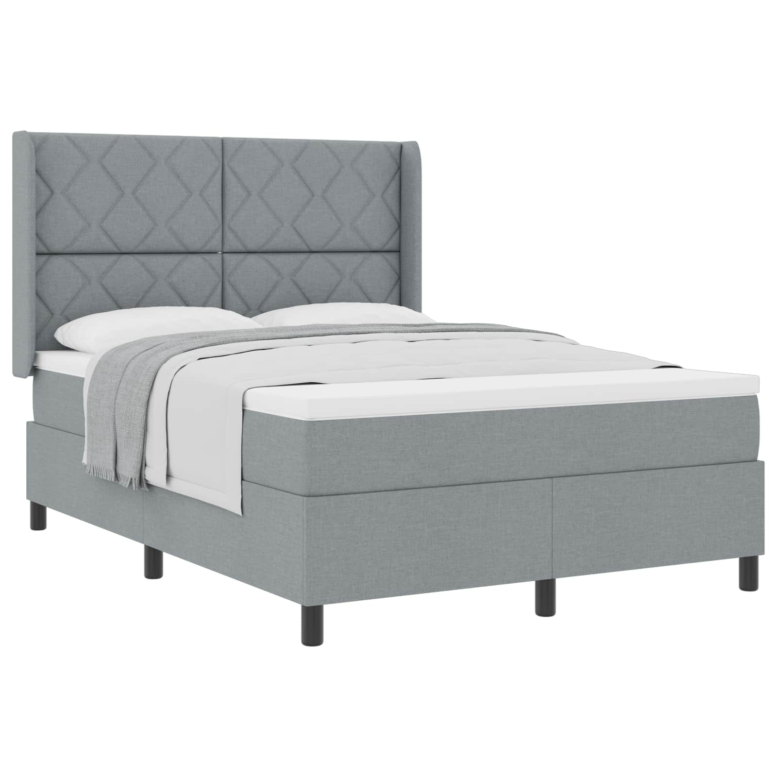 Boxspringbed met matras Lichtgrijs 200 x 160 cm Stof is nu te koop bij PeponiXL, paradijselijk wonen!