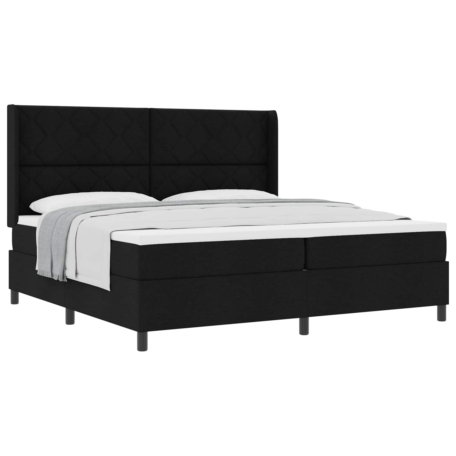 Boxspringbed met matras met hoofdeinde Zwart 200 x 200 cm Stof is nu te koop bij PeponiXL, paradijselijk wonen!