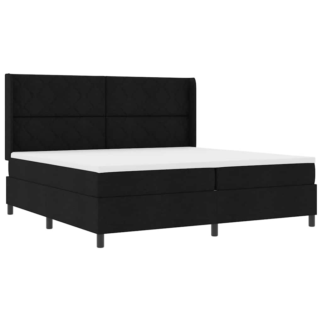 Boxspringbed met matras met hoofdeinde Zwart 200 x 200 cm Stof is nu te koop bij PeponiXL, paradijselijk wonen!