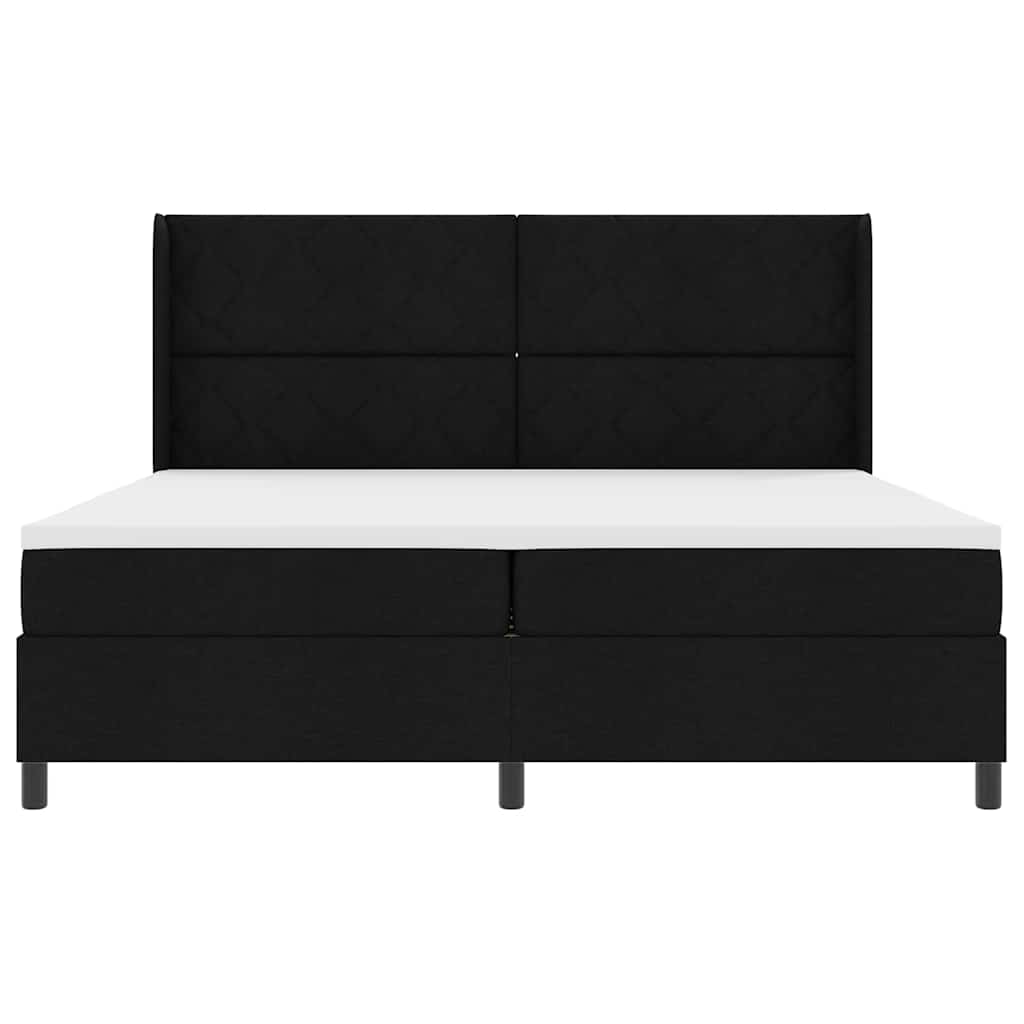 Boxspringbed met matras met hoofdeinde Zwart 200 x 200 cm Stof is nu te koop bij PeponiXL, paradijselijk wonen!
