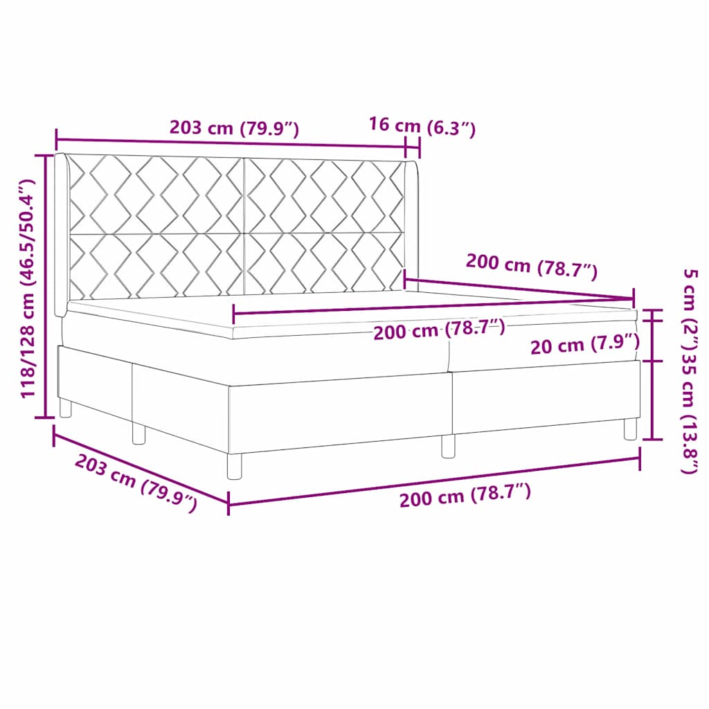 Boxspringbed met matras met hoofdeinde Zwart 200 x 200 cm Stof is nu te koop bij PeponiXL, paradijselijk wonen!