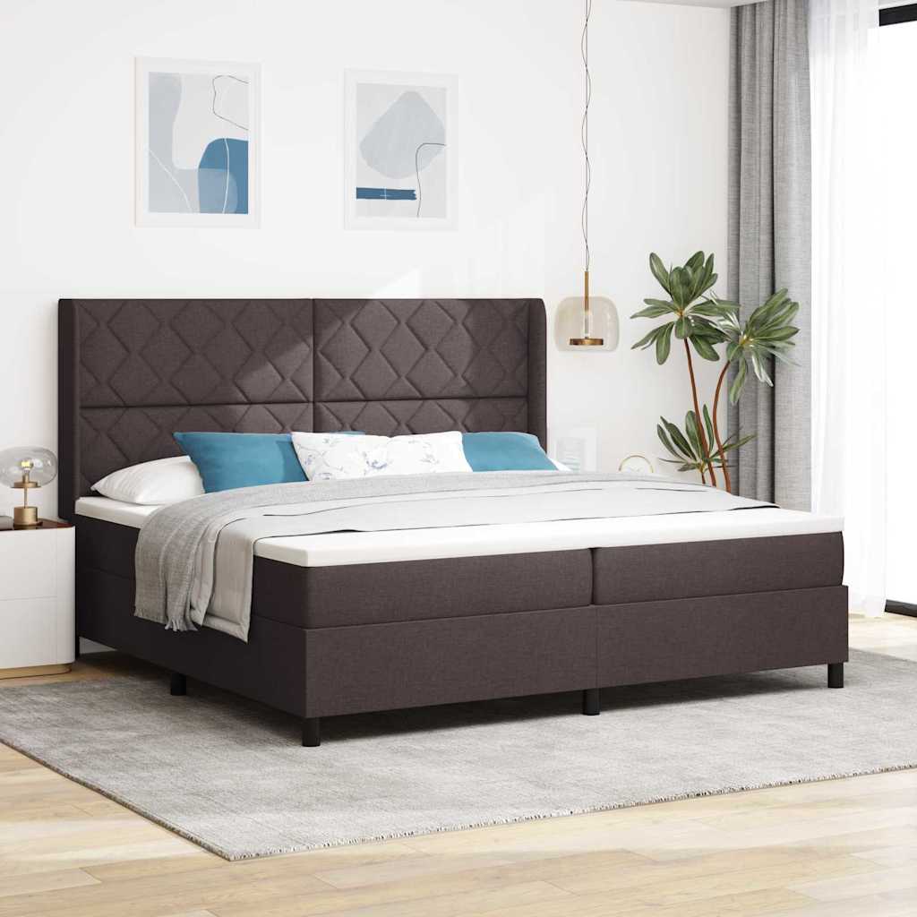 Boxspringbed met matras Donkerbruin 200 x 200 cm Stof is nu te koop bij PeponiXL, paradijselijk wonen!