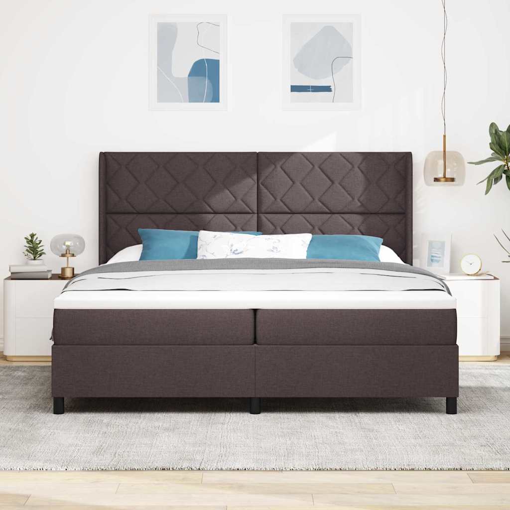 Boxspringbed met matras Donkerbruin 200 x 200 cm Stof is nu te koop bij PeponiXL, paradijselijk wonen!