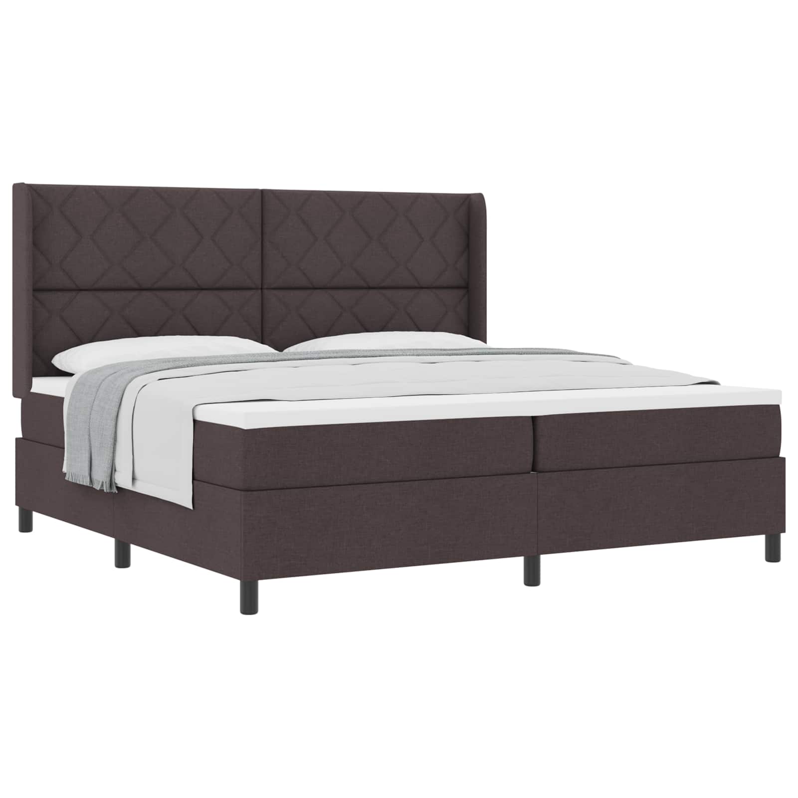 Boxspringbed met matras Donkerbruin 200 x 200 cm Stof is nu te koop bij PeponiXL, paradijselijk wonen!