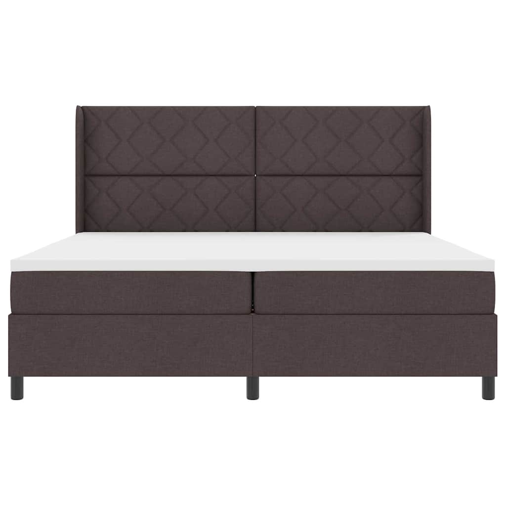 Boxspringbed met matras Donkerbruin 200 x 200 cm Stof is nu te koop bij PeponiXL, paradijselijk wonen!