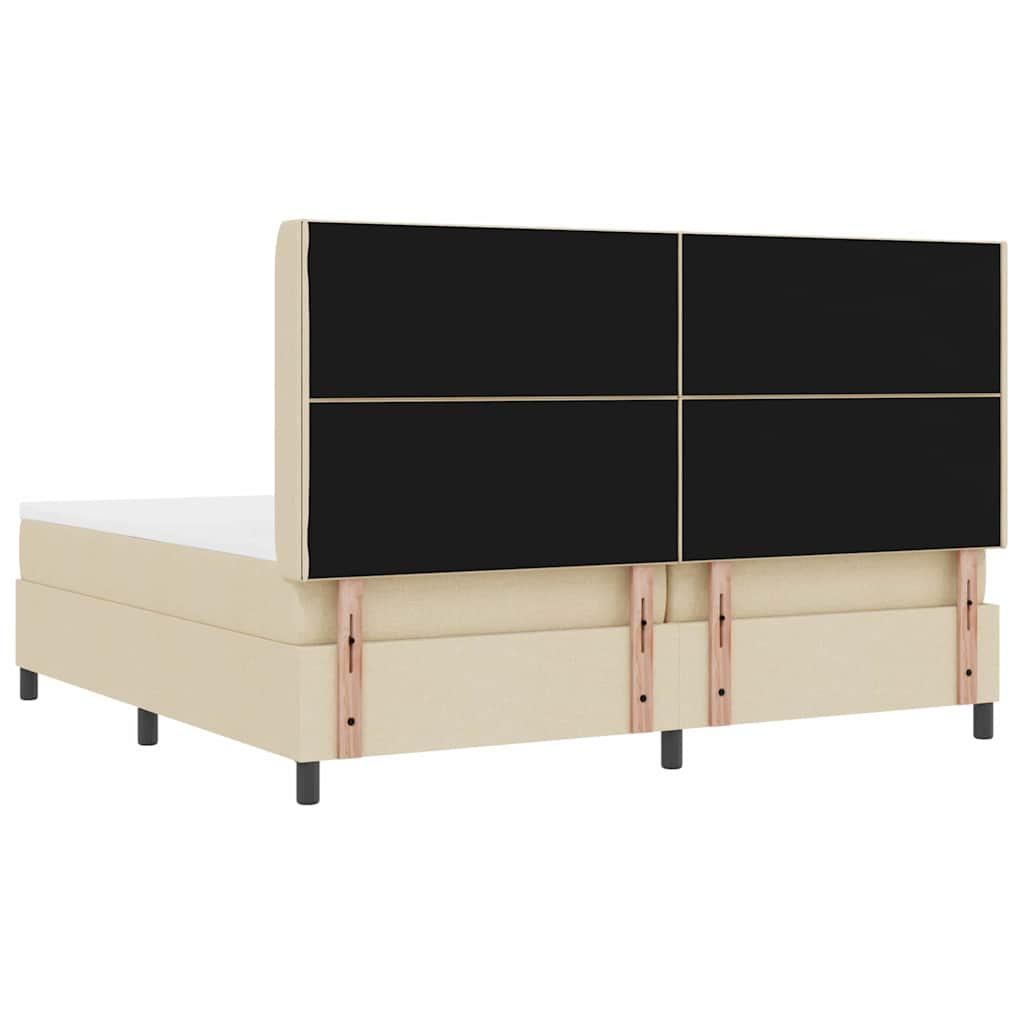 Boxspringbed met matras met hoofdeinde Crème 200 x 200 cm Stof is nu te koop bij PeponiXL, paradijselijk wonen!