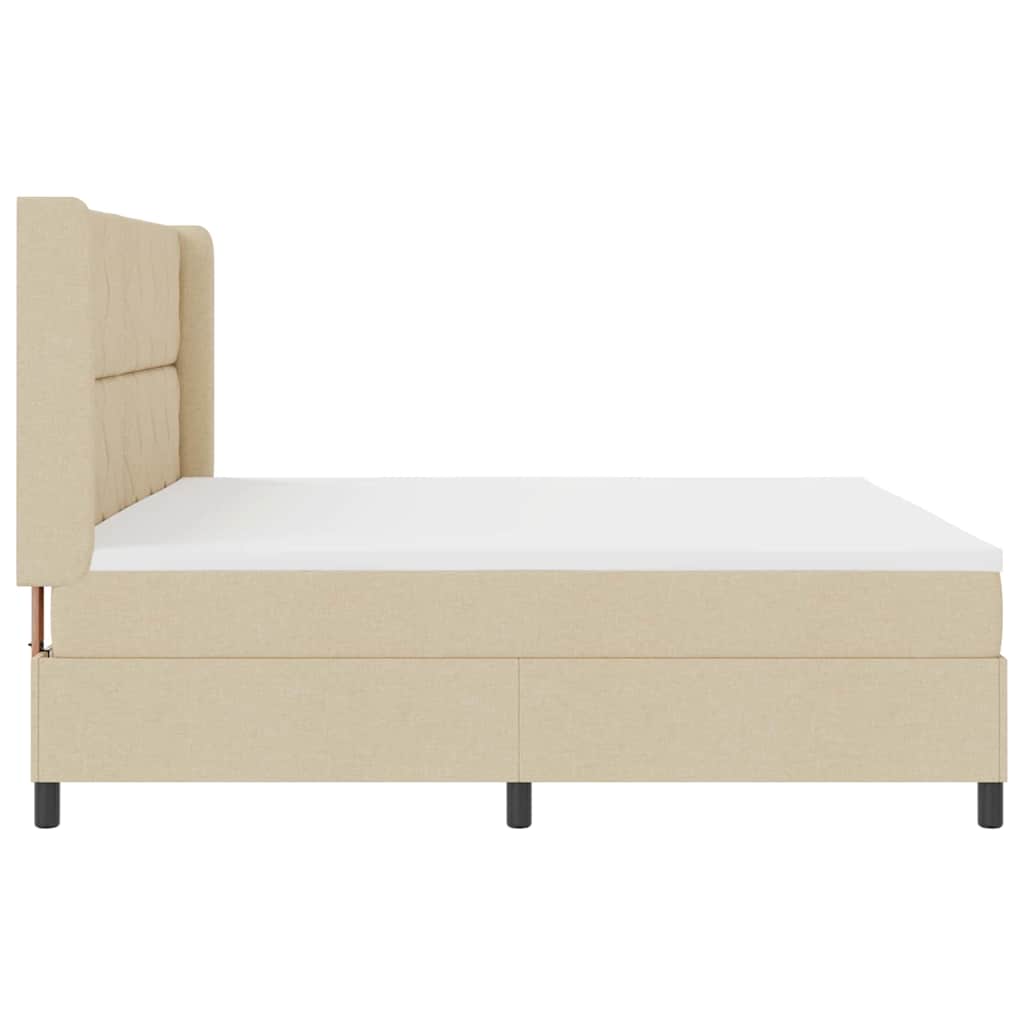 Boxspringbed met matras met hoofdeinde Crème 200 x 200 cm Stof is nu te koop bij PeponiXL, paradijselijk wonen!