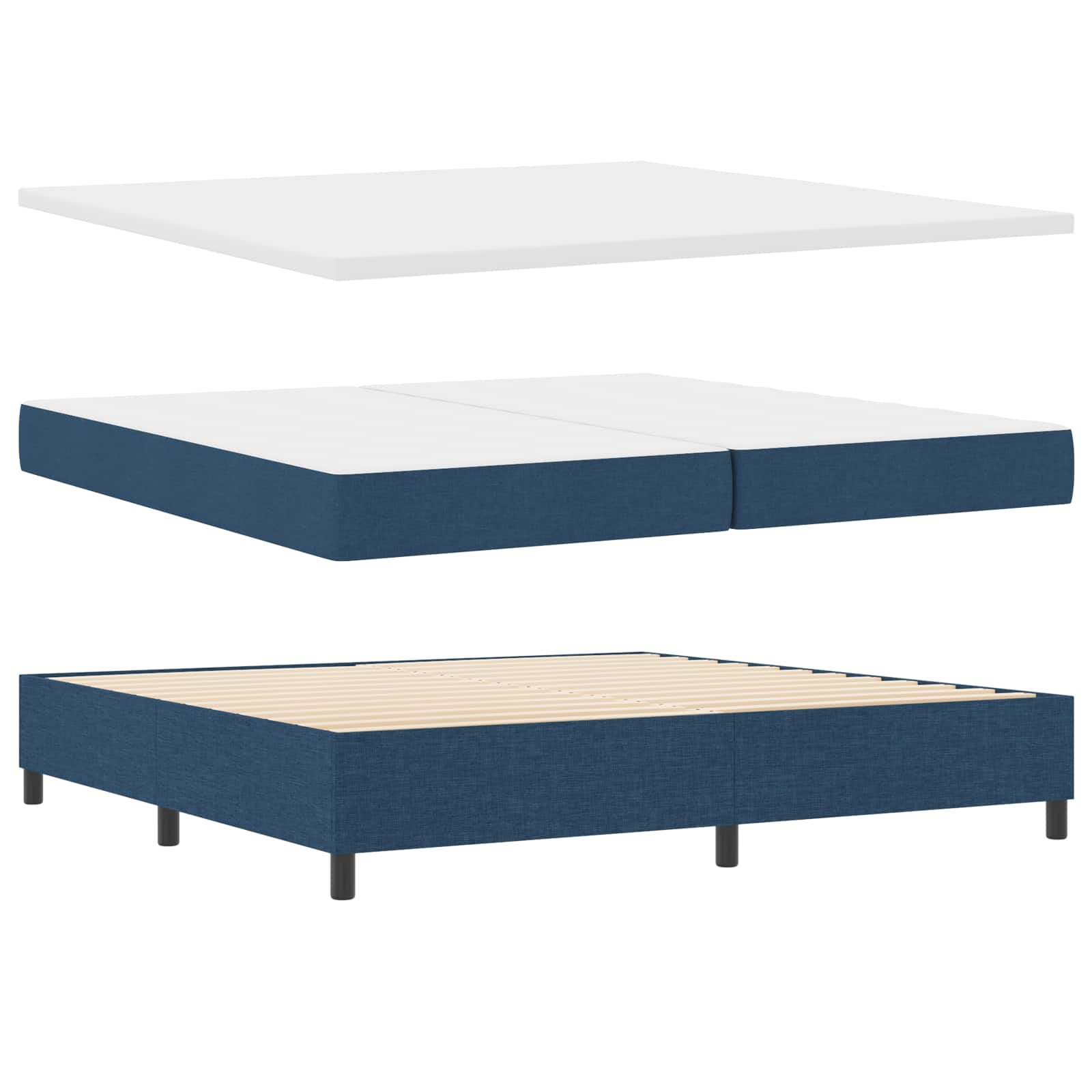 Boxspringbed met matras met hoofdeinde Blauw 200 x 200 cm Stof is nu te koop bij PeponiXL, paradijselijk wonen!