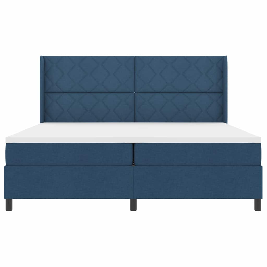 Boxspringbed met matras met hoofdeinde Blauw 200 x 200 cm Stof is nu te koop bij PeponiXL, paradijselijk wonen!