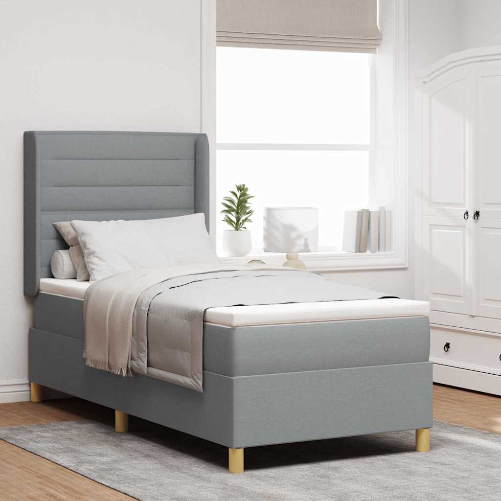 Boxspringbed met matras Lichtgrijs 80 x 200 cm Stof is nu te koop bij PeponiXL, paradijselijk wonen!