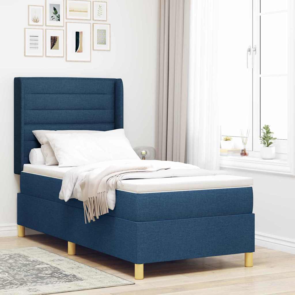 Boxspringbed met matras met hoofdeinde Blauw 80 x 200 cm Stof is nu te koop bij PeponiXL, paradijselijk wonen!