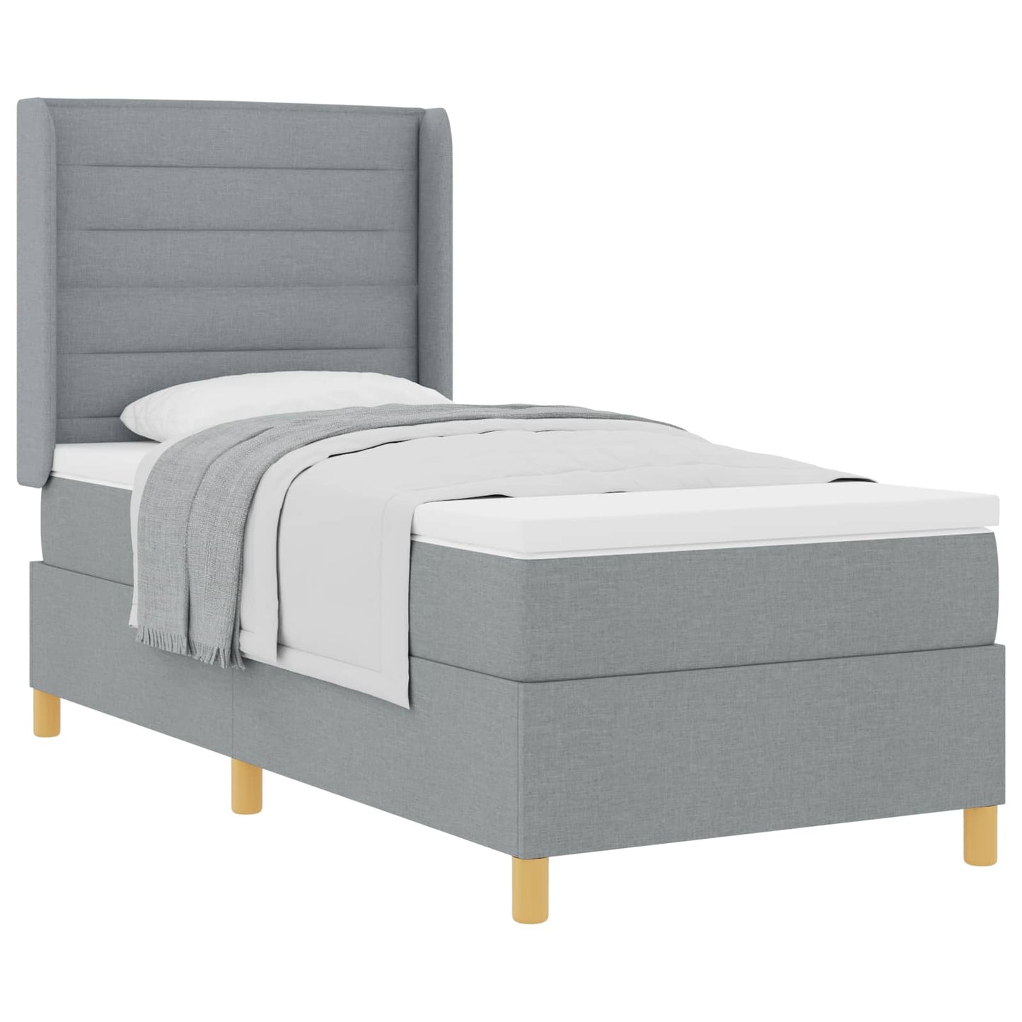Boxspringbed met matras Lichtgrijs 90 x 190 cm Stof is nu te koop bij PeponiXL, paradijselijk wonen!