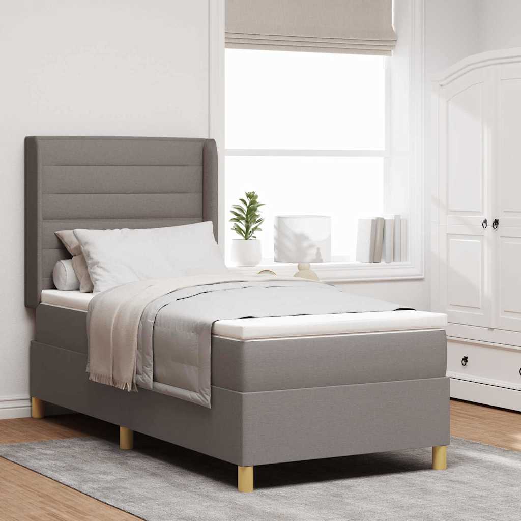 Boxspringbed met matras met hoofdeinde Taupe 90 x 190 cm Stof is nu te koop bij PeponiXL, paradijselijk wonen!