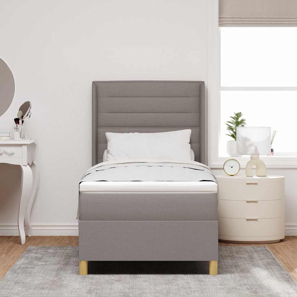 Boxspringbed met matras met hoofdeinde Taupe 90 x 190 cm Stof is nu te koop bij PeponiXL, paradijselijk wonen!