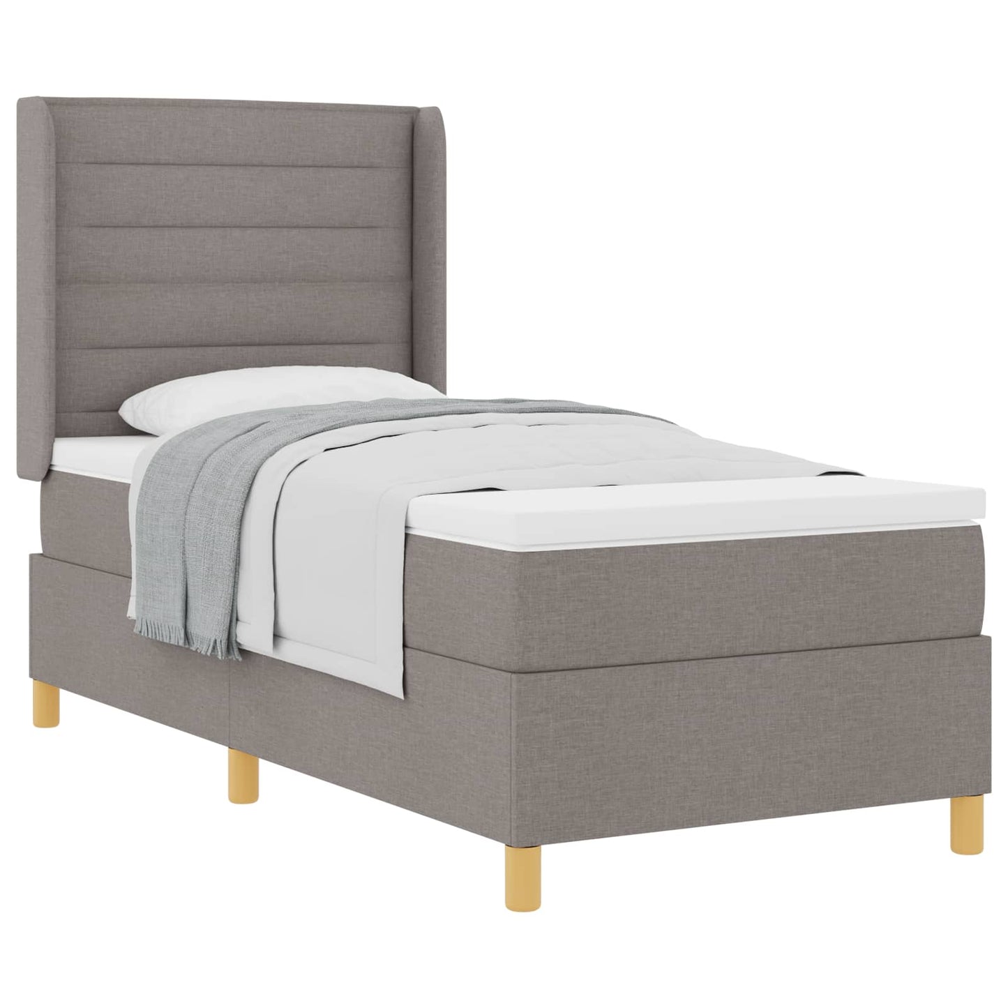 Boxspringbed met matras met hoofdeinde Taupe 90 x 190 cm Stof is nu te koop bij PeponiXL, paradijselijk wonen!