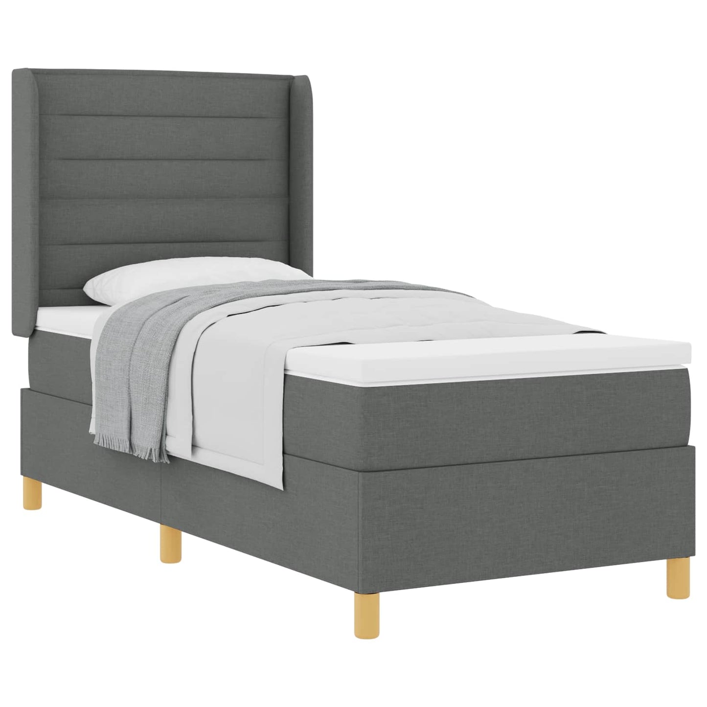 Boxspringbed met matras Donkergrijs 90 x 200 cm Stof is nu te koop bij PeponiXL, paradijselijk wonen!