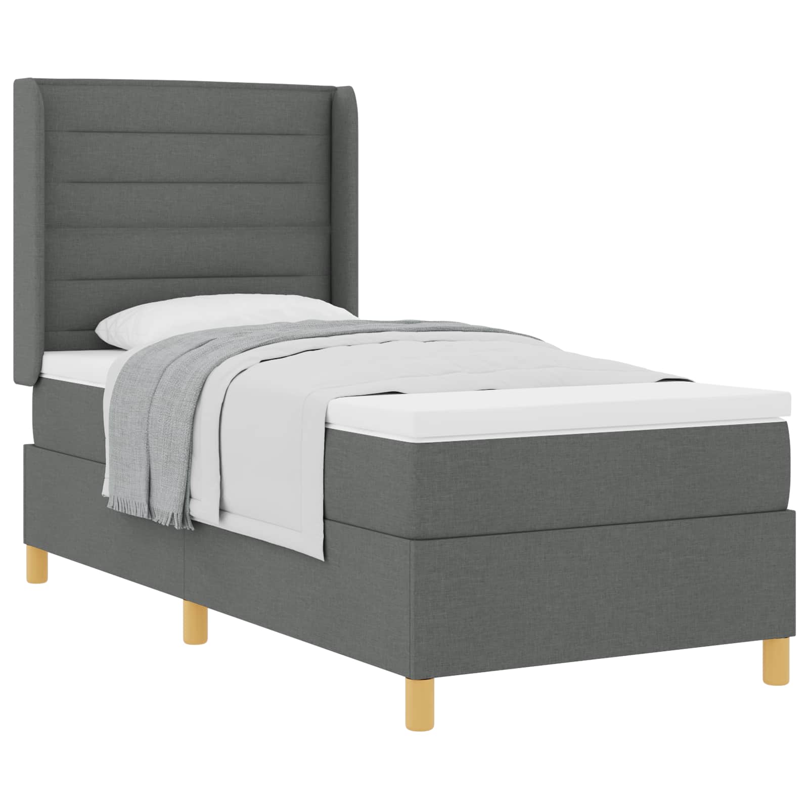 Boxspringbed met matras Donkergrijs 90 x 200 cm Stof is nu te koop bij PeponiXL, paradijselijk wonen!
