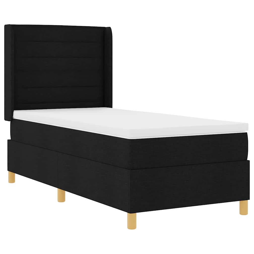 Boxspringbed met matras met hoofdeinde Zwart 90 x 200 cm Stof is nu te koop bij PeponiXL, paradijselijk wonen!