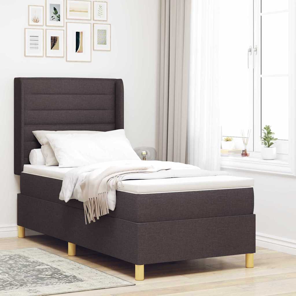 Boxspringbed met matras Donkerbruin 90 x 200 cm Stof is nu te koop bij PeponiXL, paradijselijk wonen!