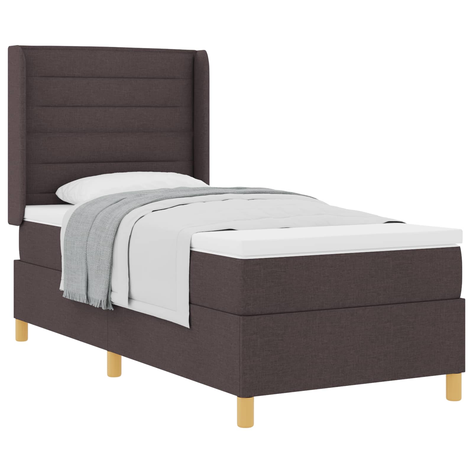 Boxspringbed met matras Donkerbruin 90 x 200 cm Stof is nu te koop bij PeponiXL, paradijselijk wonen!