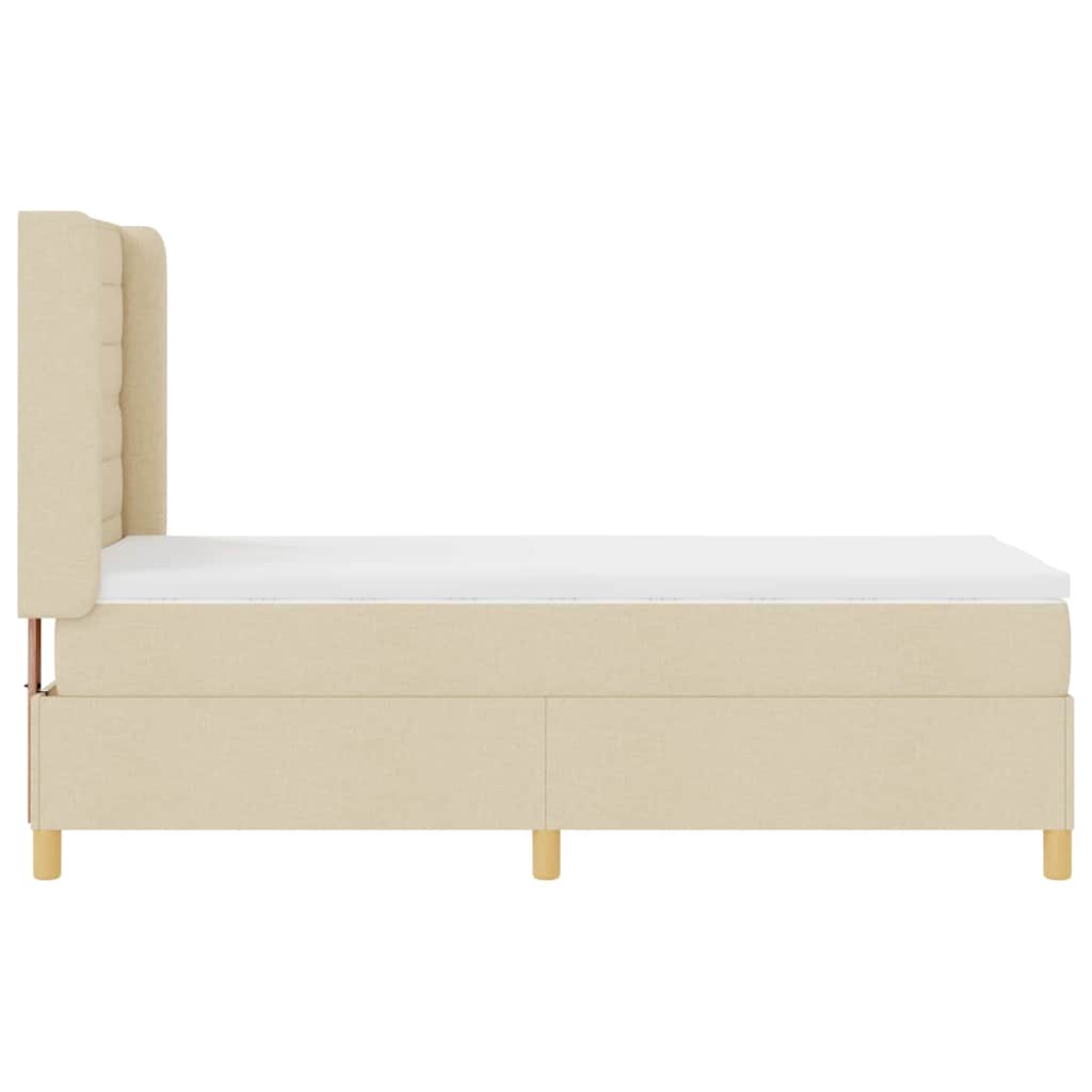 Boxspringbed met matras met hoofdeinde Crème 90 x 200 cm Stof is nu te koop bij PeponiXL, paradijselijk wonen!