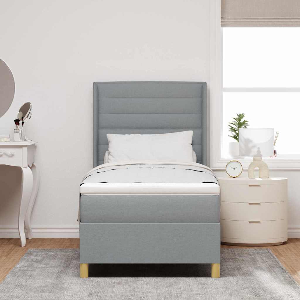 Boxspringbed met hoofdeinde Lichtgrijs 100 x 200 cm Stof is nu te koop bij PeponiXL, paradijselijk wonen!